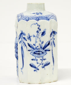 A Fine Pottery Painted Blue Pearlware Tea Canister with Profile of King George III