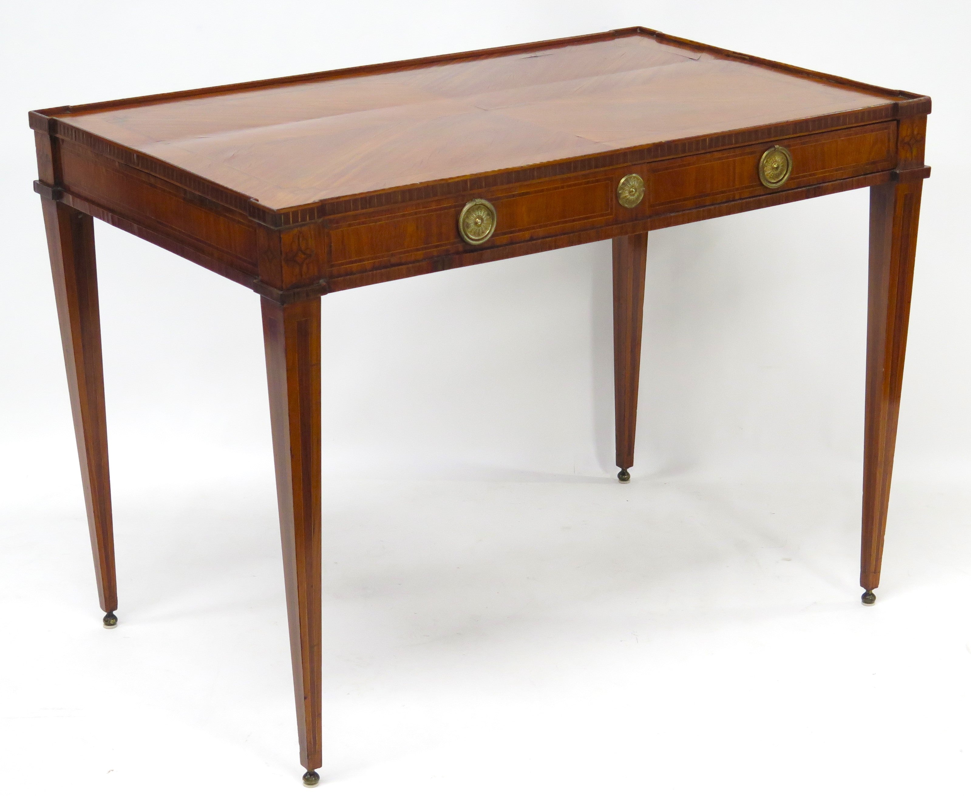 A Late 18th / Early 19th Century Dutch Marquetry Inlaid Veneered Silver Table