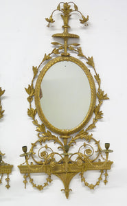 Pair of Georgian Revival Robert Adam-Style 3-Light Girandoles