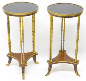 A pair of elegant Louis XVI-style gilt bronze gueridons