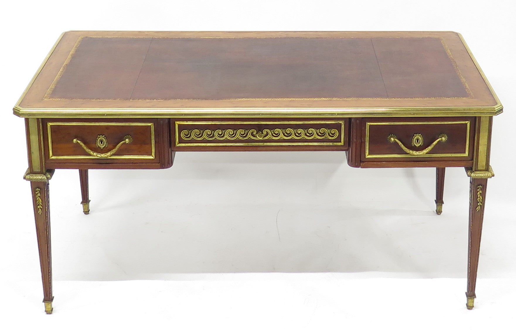 Late 19th Century Louis XVI Style Plum Pudding Mahogany Writing Desk