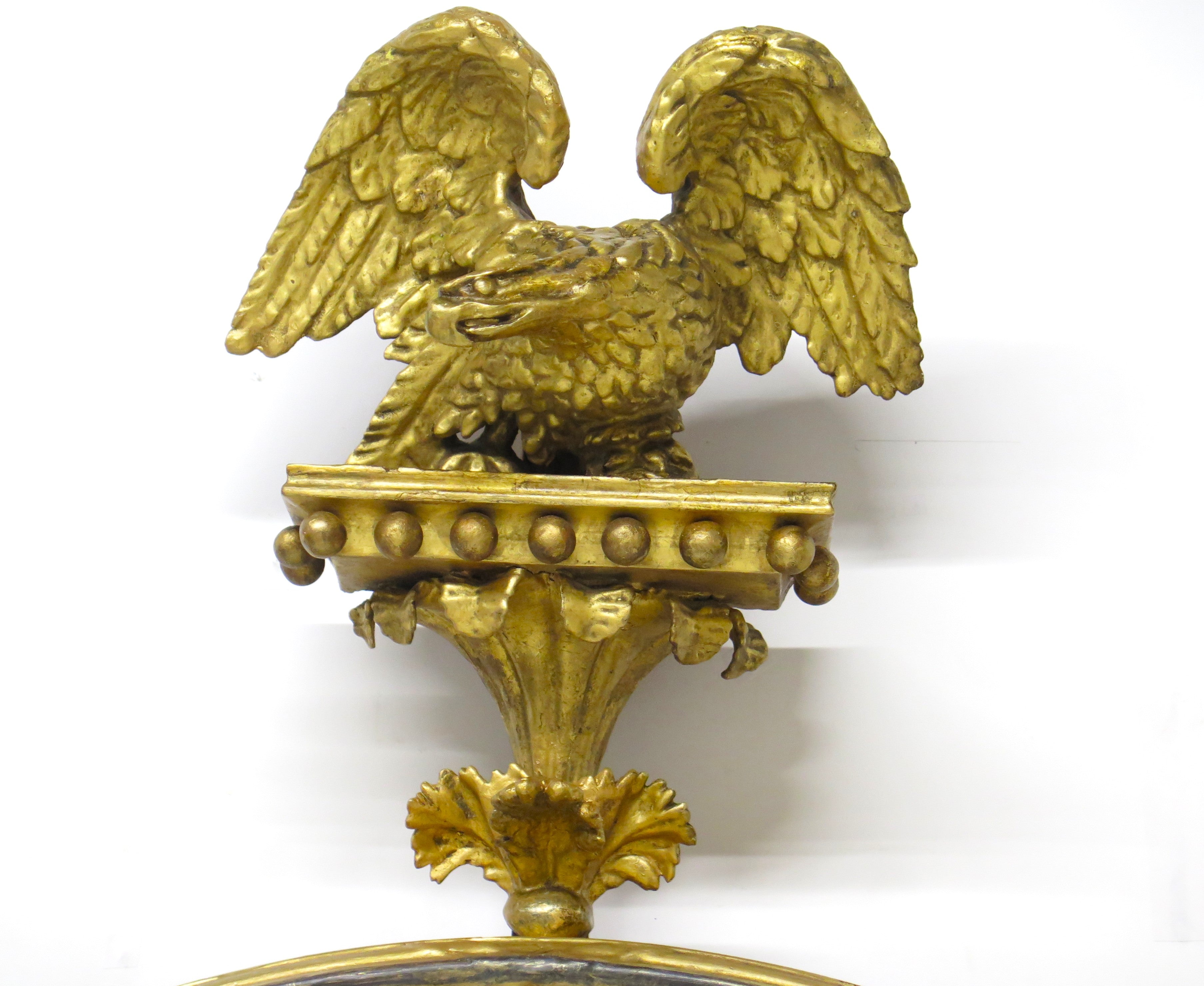 A Large English Regency Gilt Wood Convex Mirror