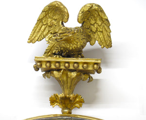 A Large English Regency Gilt Wood Convex Mirror