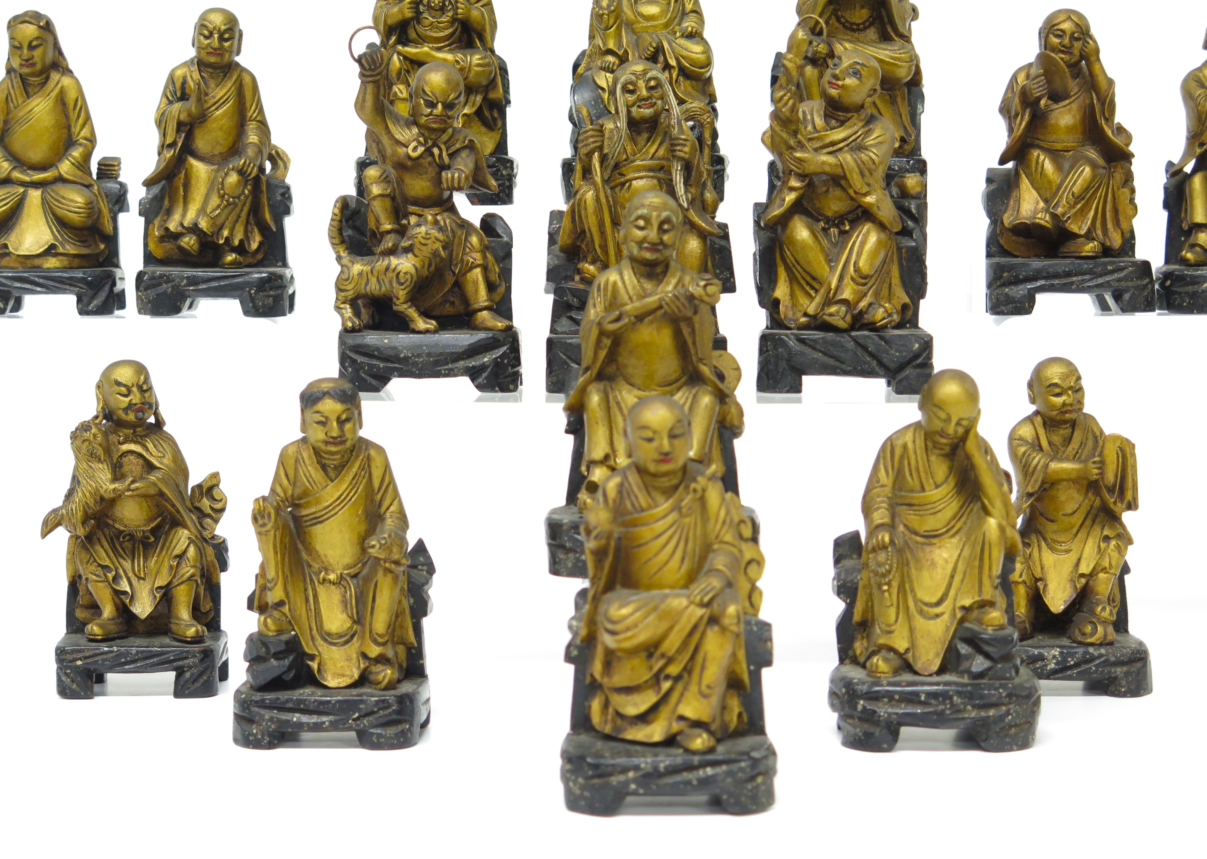 Set of 18 Chinese Giltwood Immortals