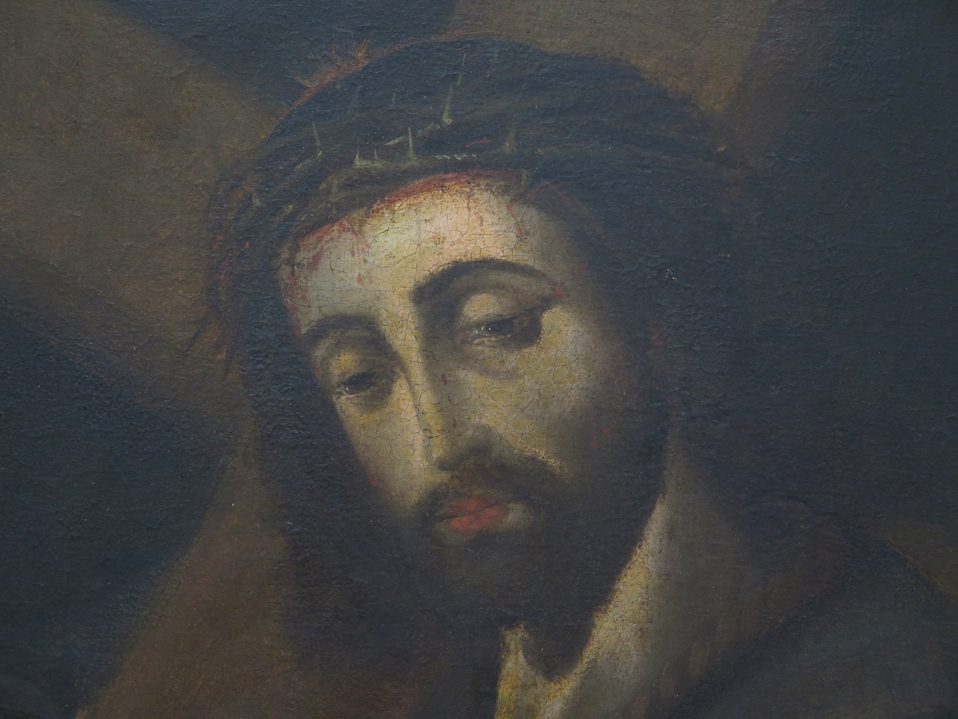 Antique Old Masters Style Portrait of Jesus Carrying the Cross