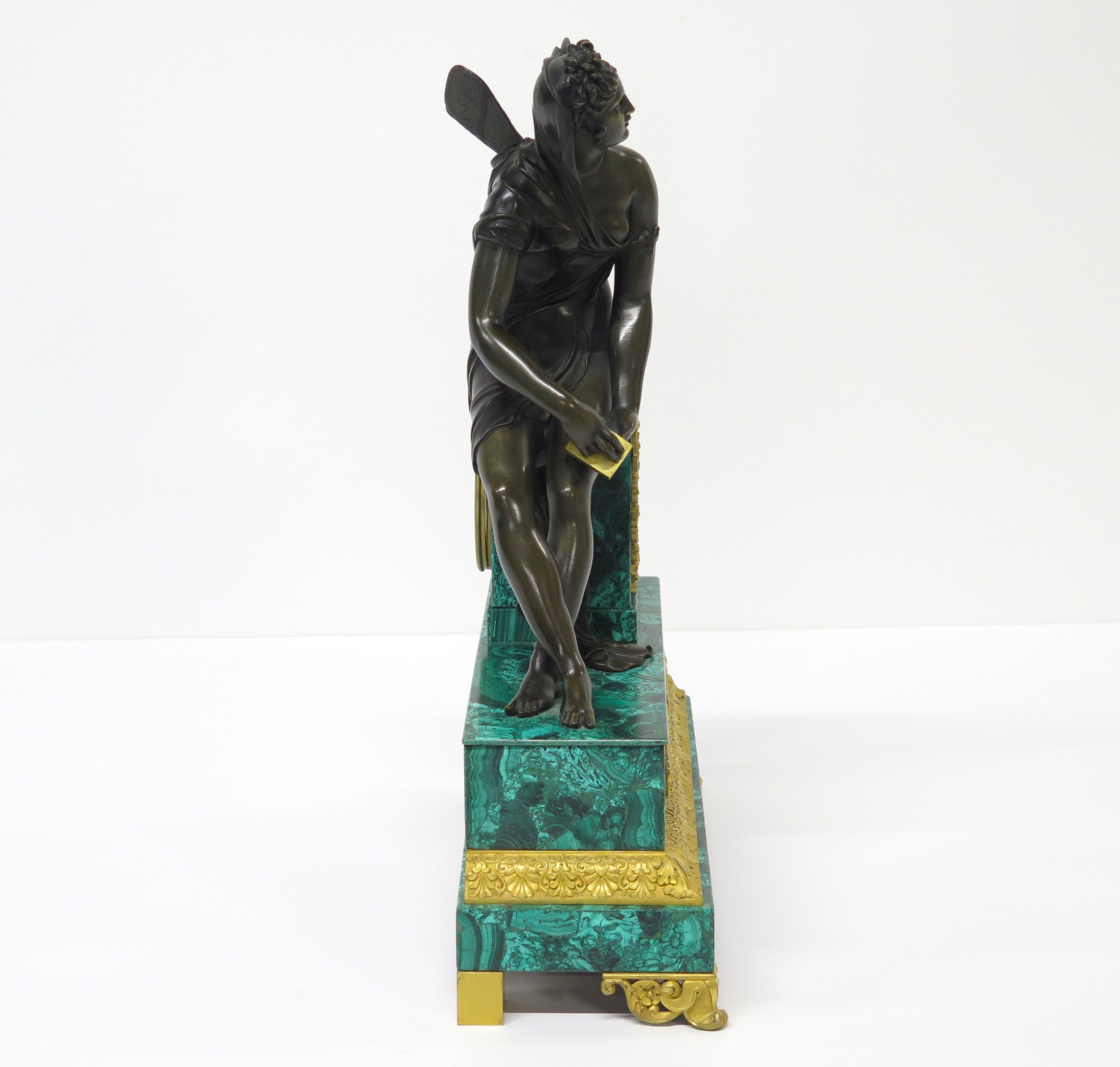 Charles X Malachite and Ormolu Mantel Clock / Psyche and the Golden Box