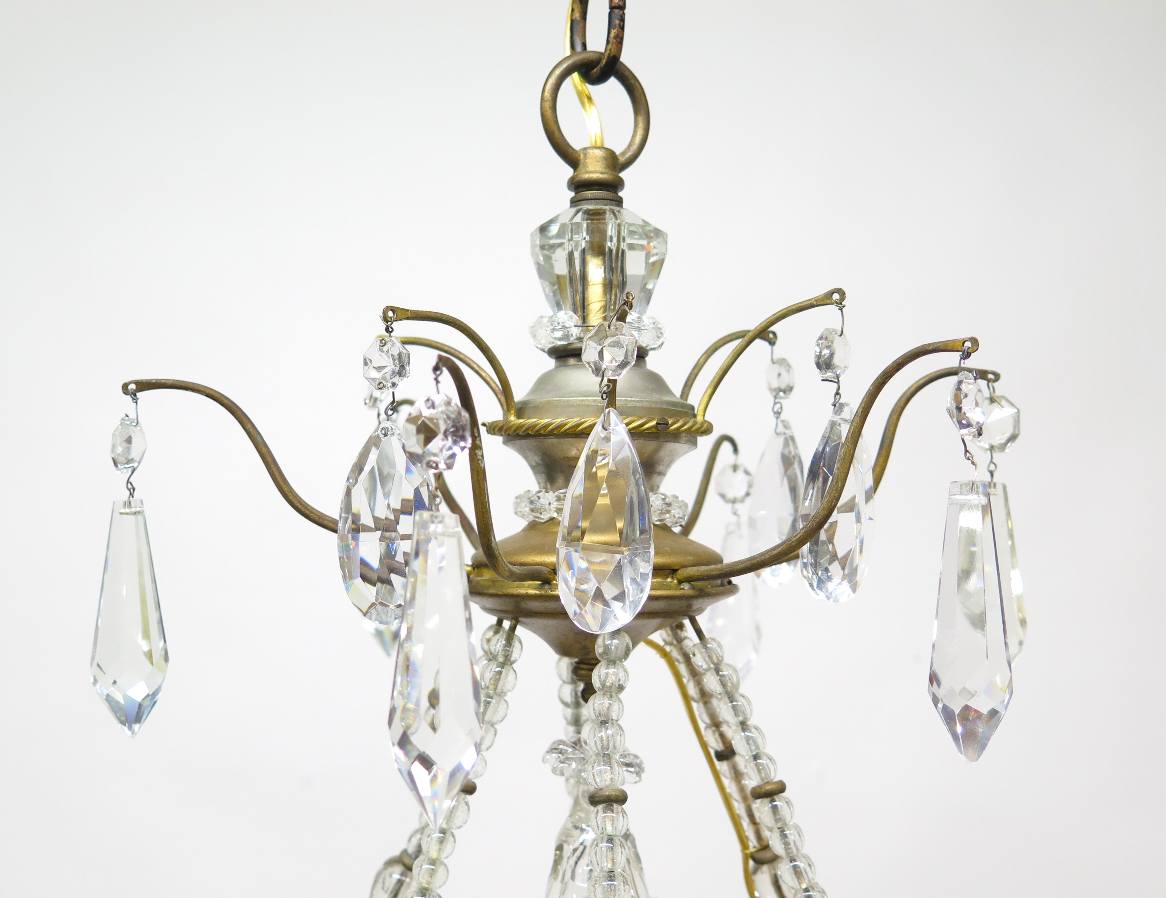 19th Century French Gilt Bronze and Crystal Basket  Shaped Chandelier