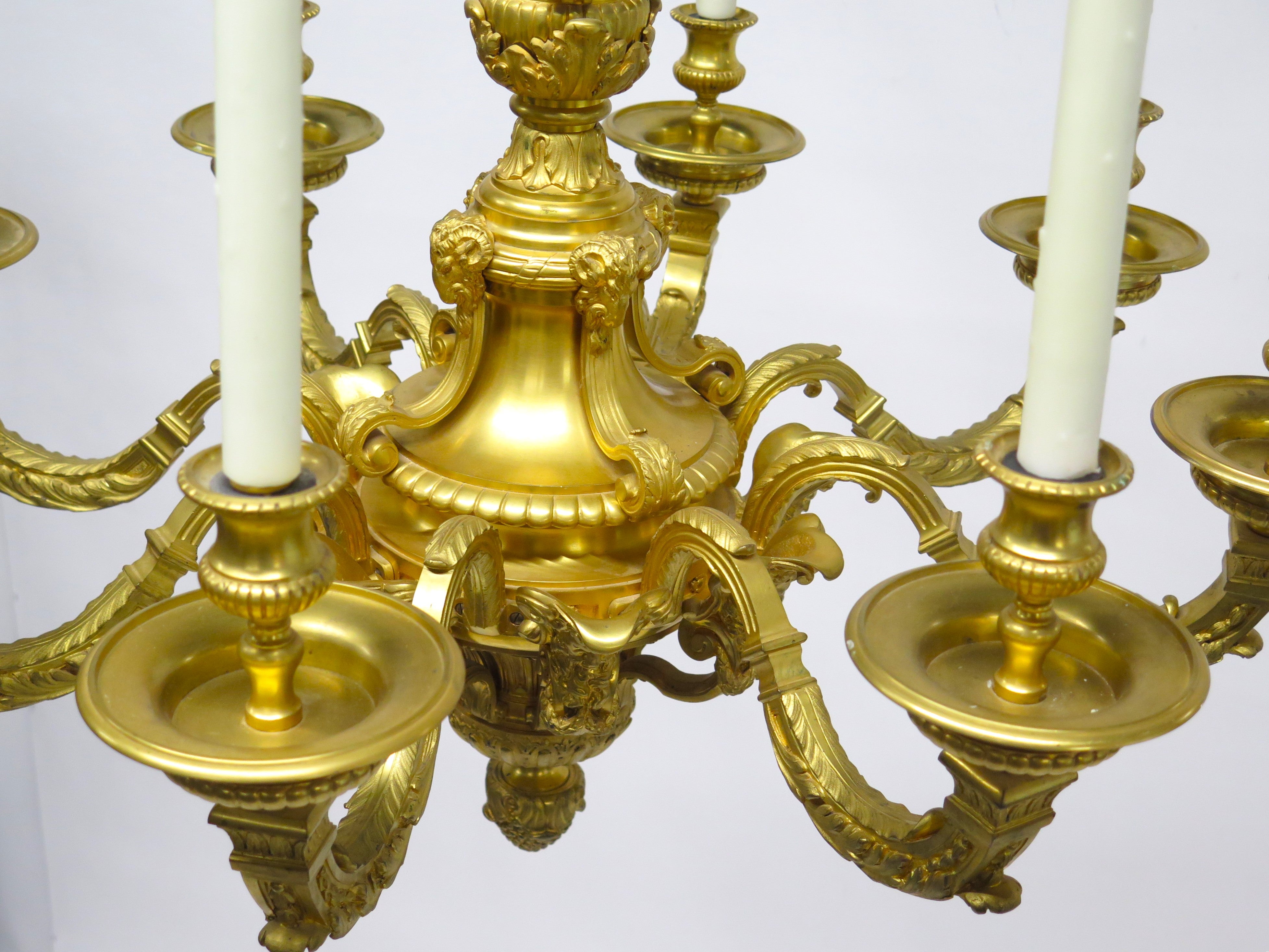 A Handsome French 19th Century Louis XIV Style Ormolu Chandelier