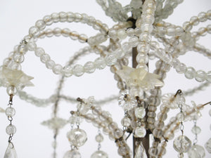 Italian Baroque Style Iron, Cut And Beaded Glass Eight Light Chandelier