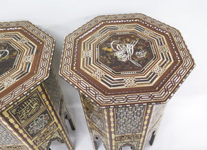 Pair of Late 20th / Early 21st Century Moorish Side Pedestal Tables