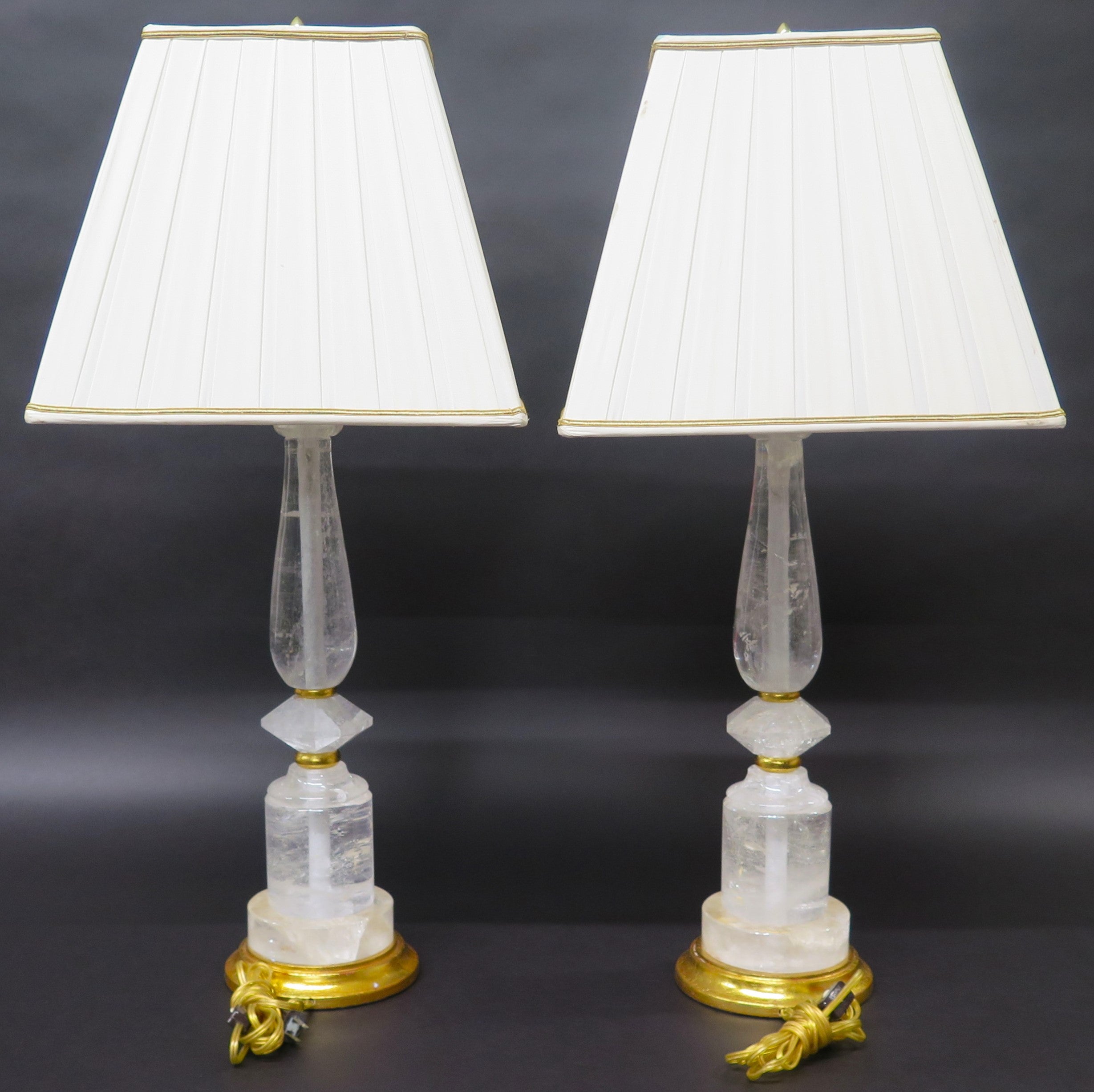 A Pair of Rock Crystal and giltwood Lamps