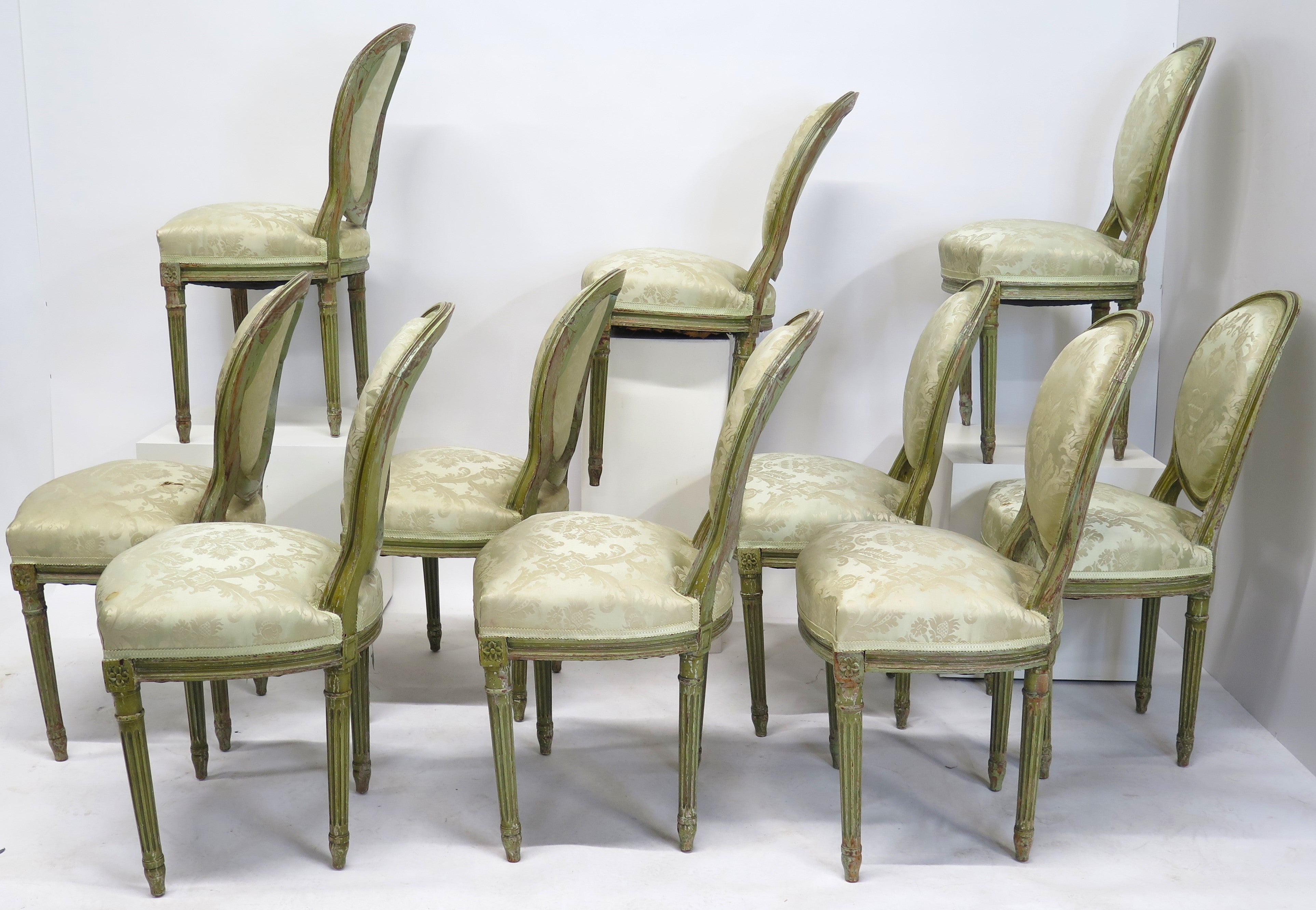 Set of 10 Louis XVI-Style Painted Side Chairs