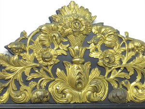 Dutch Looking Glass of Ebony and Brass Repoussé