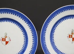 Pair of Chinese Export Armorial Plates / Marsh Family, Circa 1790