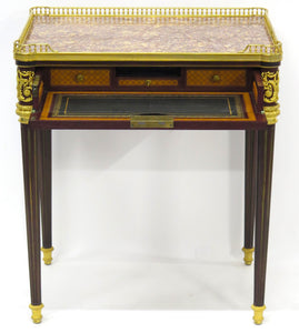 A Very Fine French 19th Century Ormolu-mounted Mahogany and kingwood Table à écrire ( Writing Table ) in the Louis XVI Style