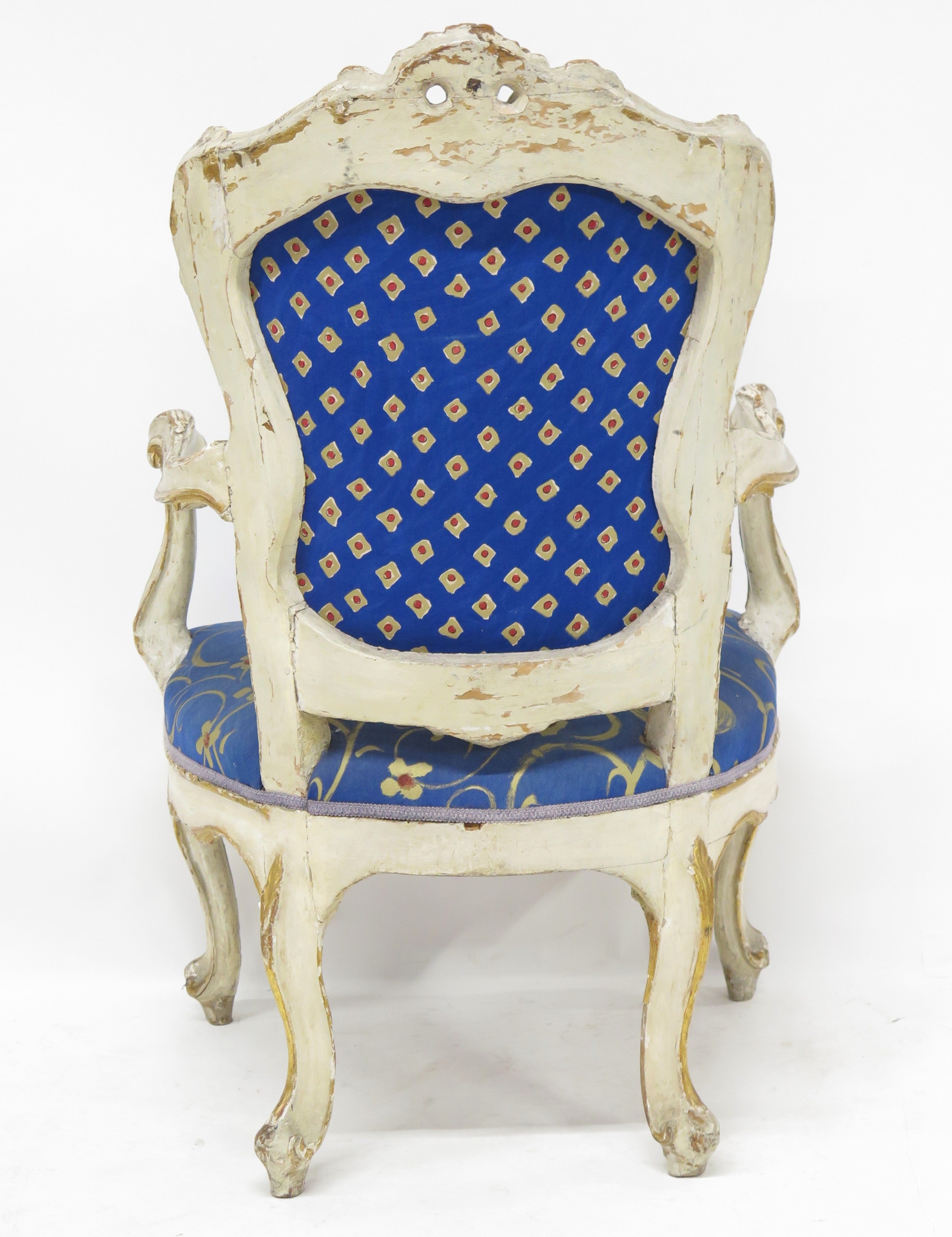 A 19th Century Venetian Painted and Parcel Gilt Arm Chair in the Rococo Style