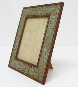 Chinese Carved Jade and Tooled Leather Frame