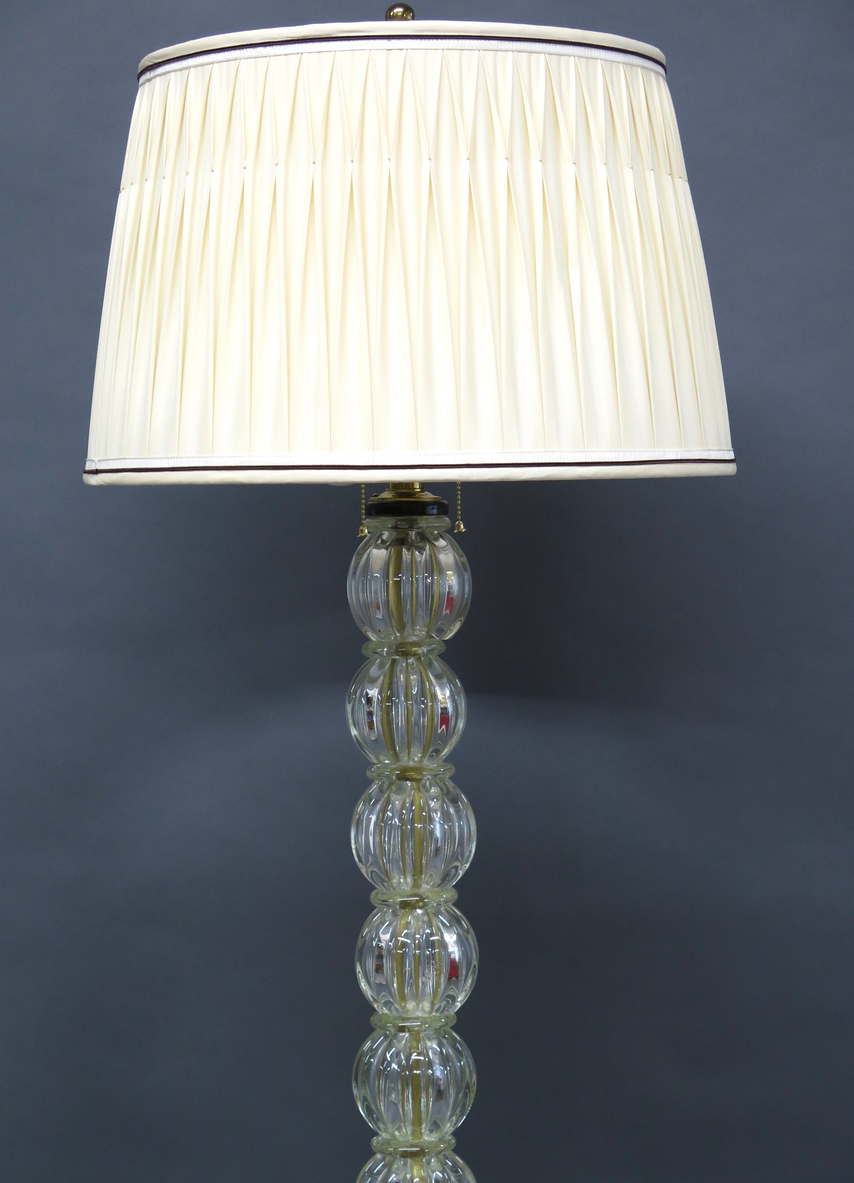 Elegant Clear Glass with Gold Murano Floor Lamp