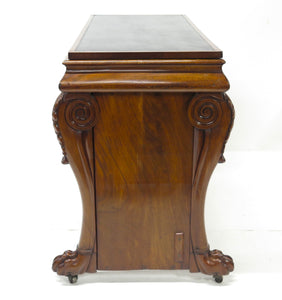 William IV Mahogany Stretcher Based Library Table with Black Leather Top