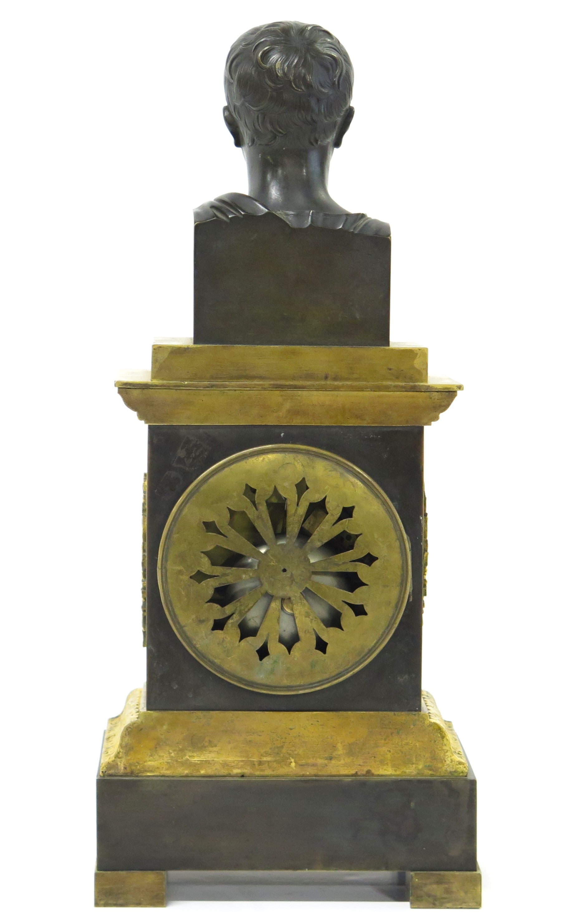 French Empire Patinated and Gilt Bronze Clock by Cleret