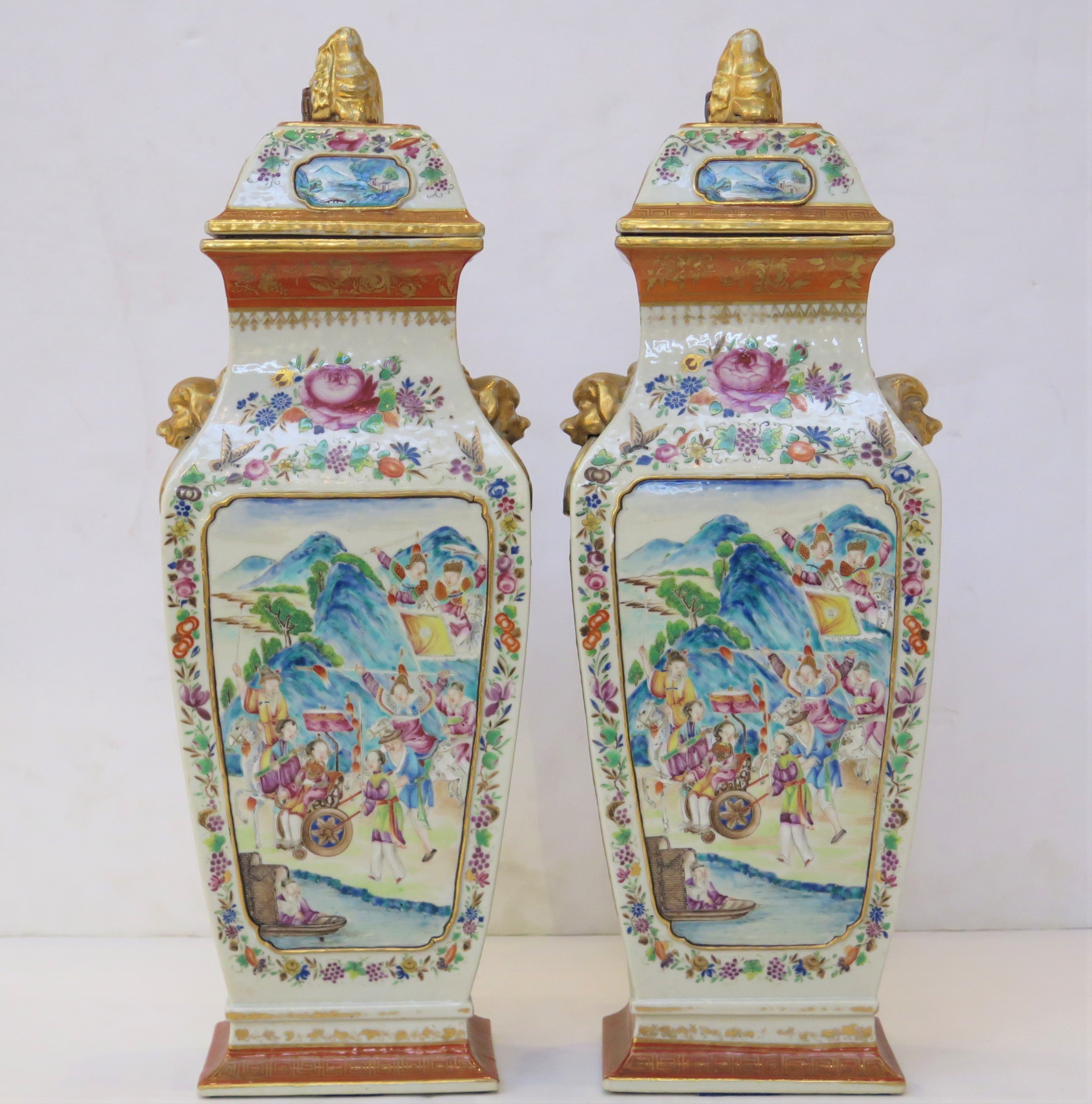 Very Good Quality Large Chinese Lidded Jars / PAIR