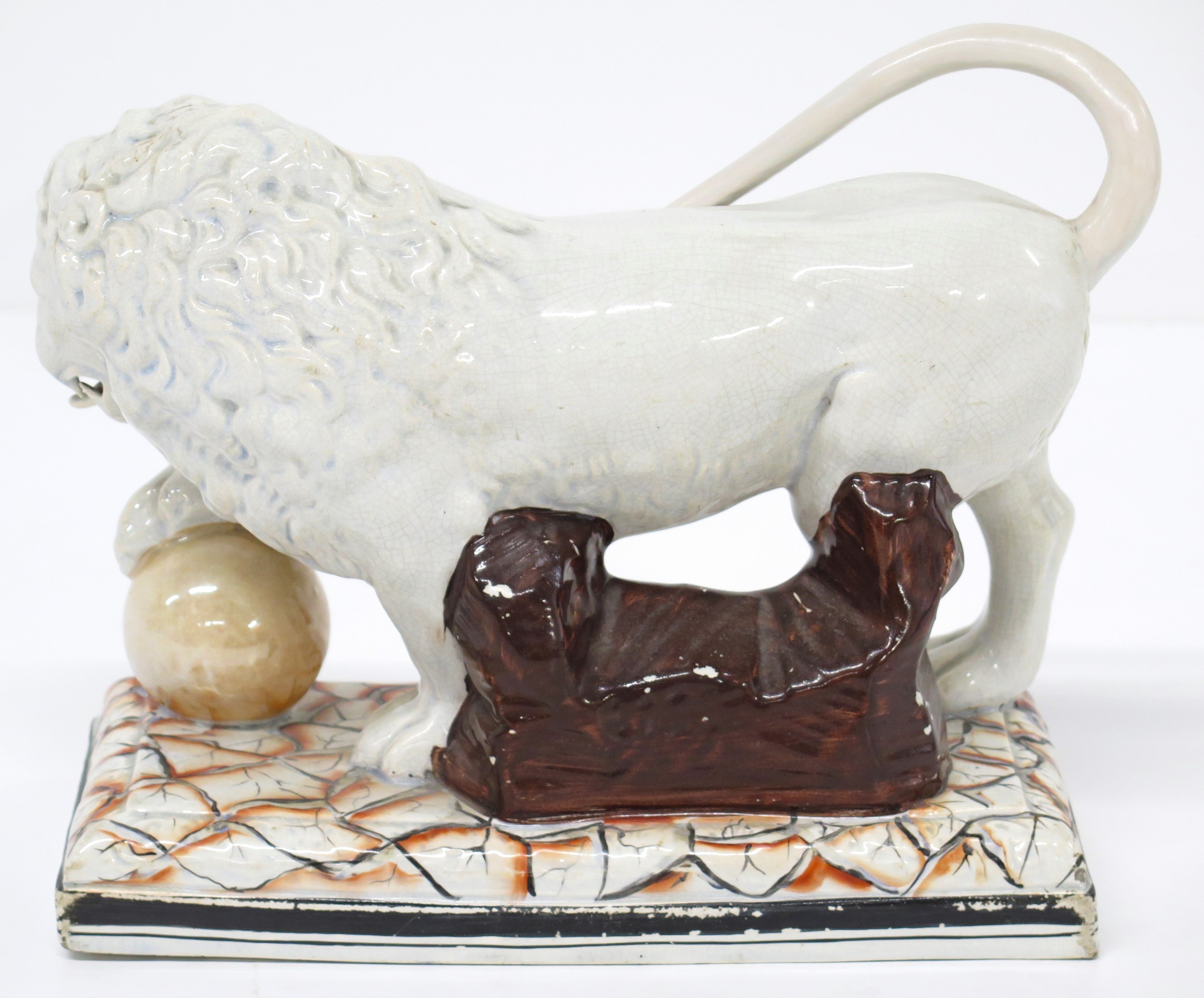 Late 18th Century Staffordshire Ceramic Figure of a Lion