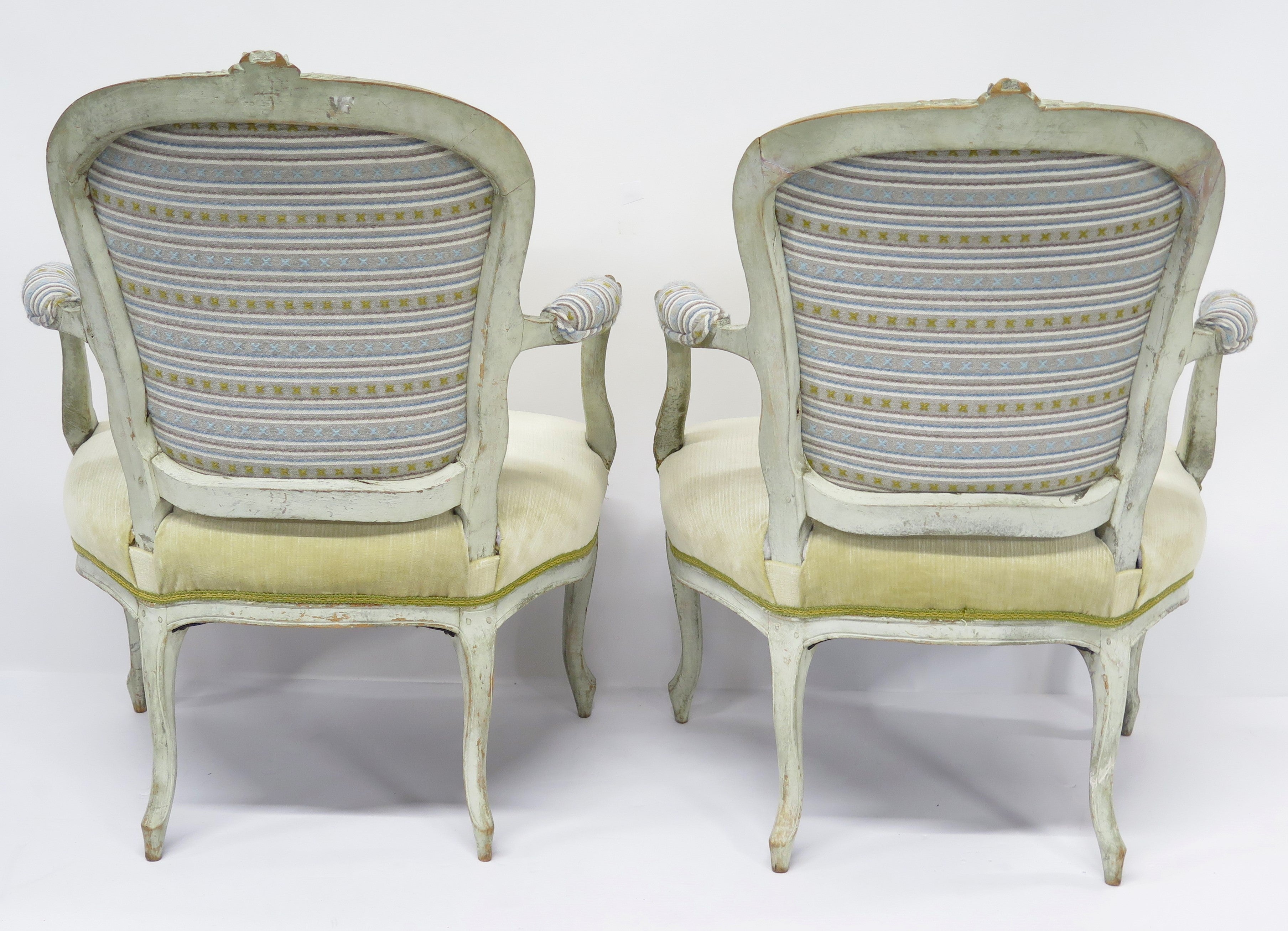 Pair of Carved and Painted Louis XV Fauteuils