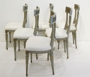 Set of Six (6) Italian Neoclassical Style Side Chairs / Paint and Parcel Gilt