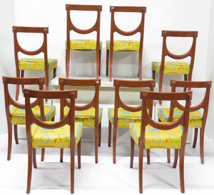 A Set of Ten (10) Elegant Russian Empire-style Dining Chairs of Mahogany with Ebonized Trim / Detail