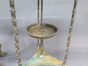 Pair of Louis XVI-Style Patinated Bronze Gueridons (Tables)