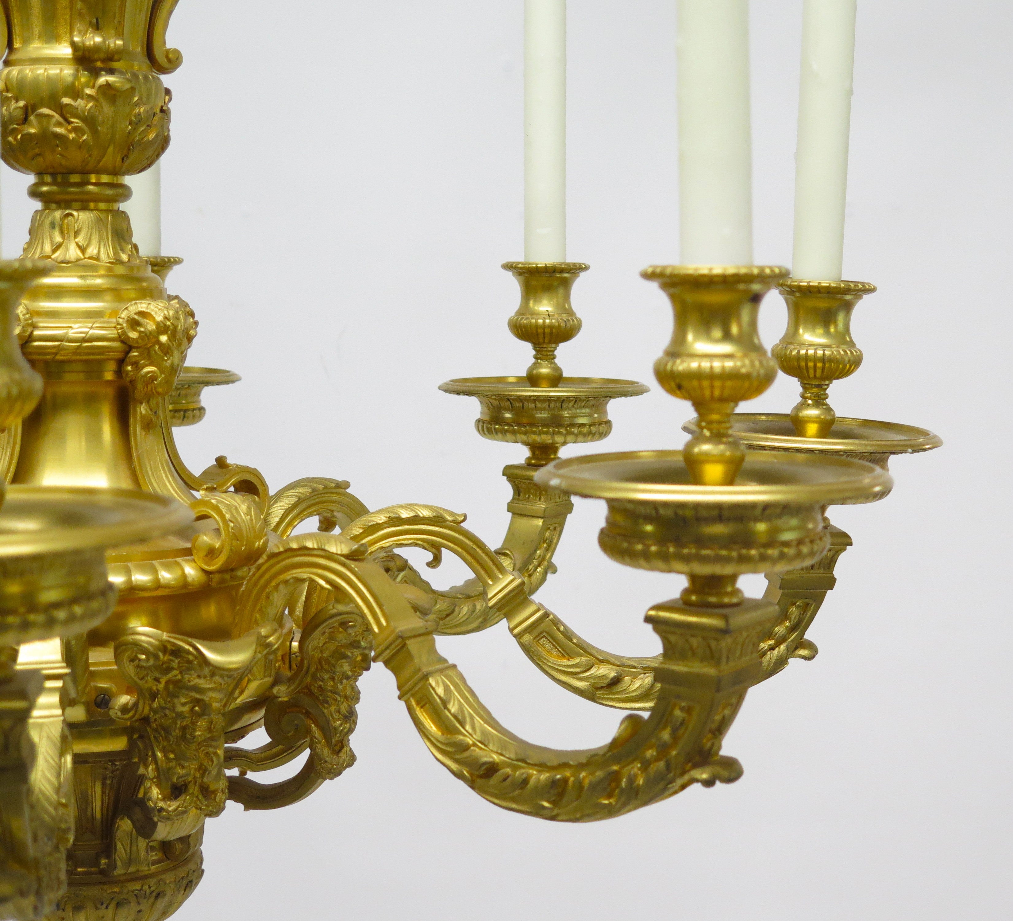 A Handsome French 19th Century Louis XIV Style Ormolu Chandelier