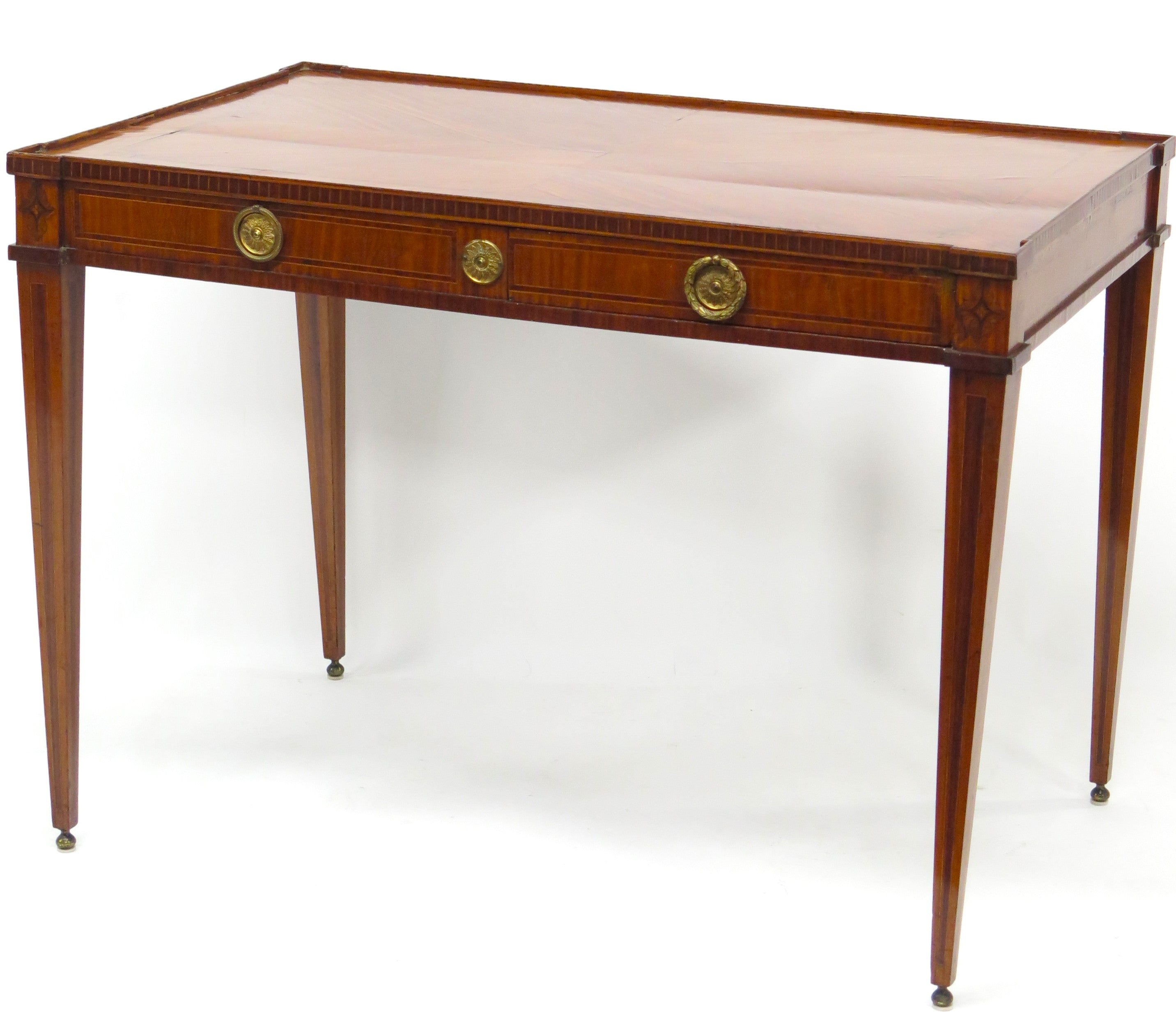 A Late 18th / Early 19th Century Dutch Marquetry Inlaid Veneered Silver Table