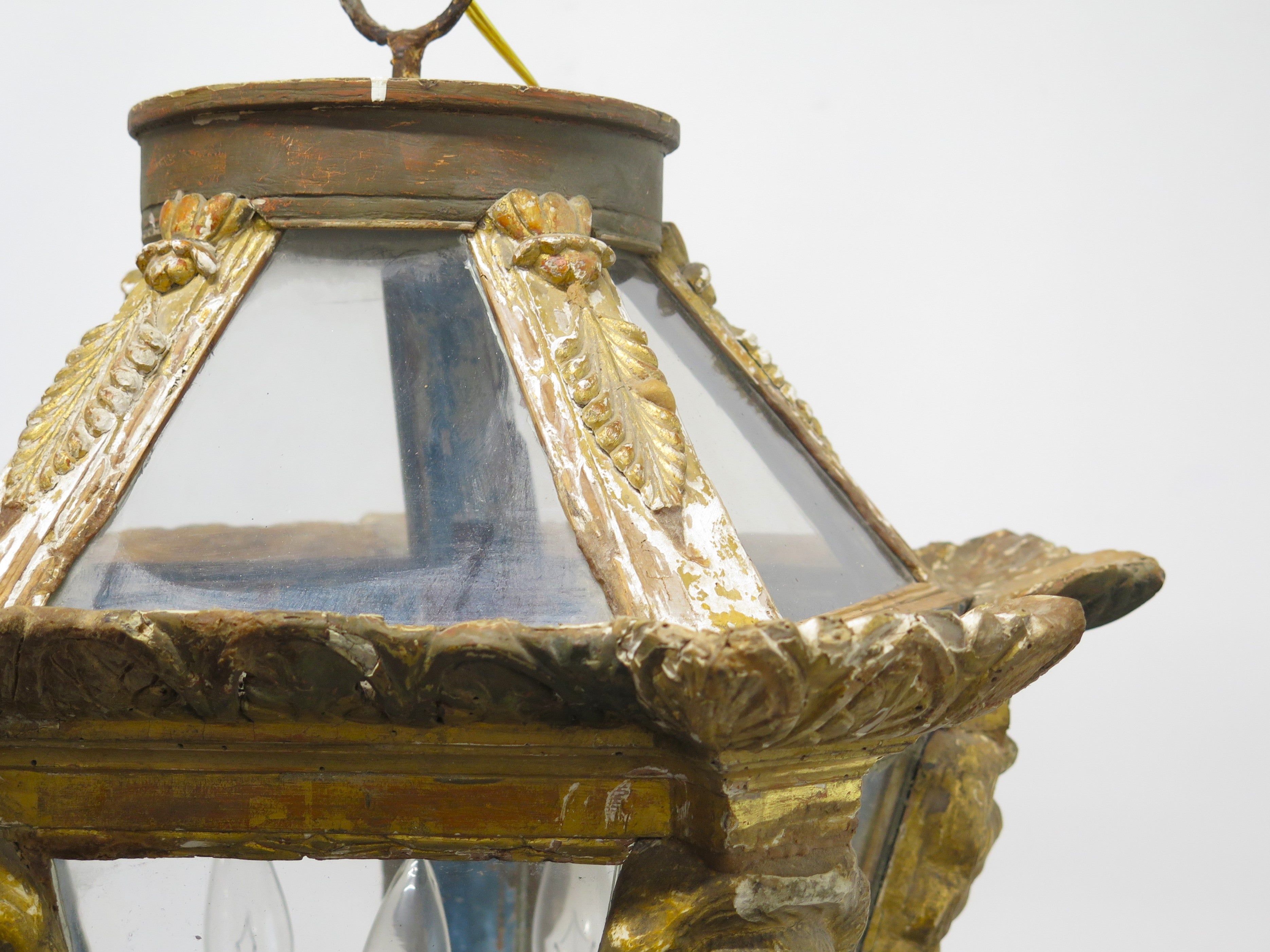 An Italian Gilt Wood Three Light Lantern