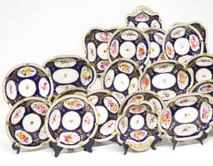26 Pieces of Royal Crown Derby Style Cobalt & Floral Hand-painted Danner Ware.