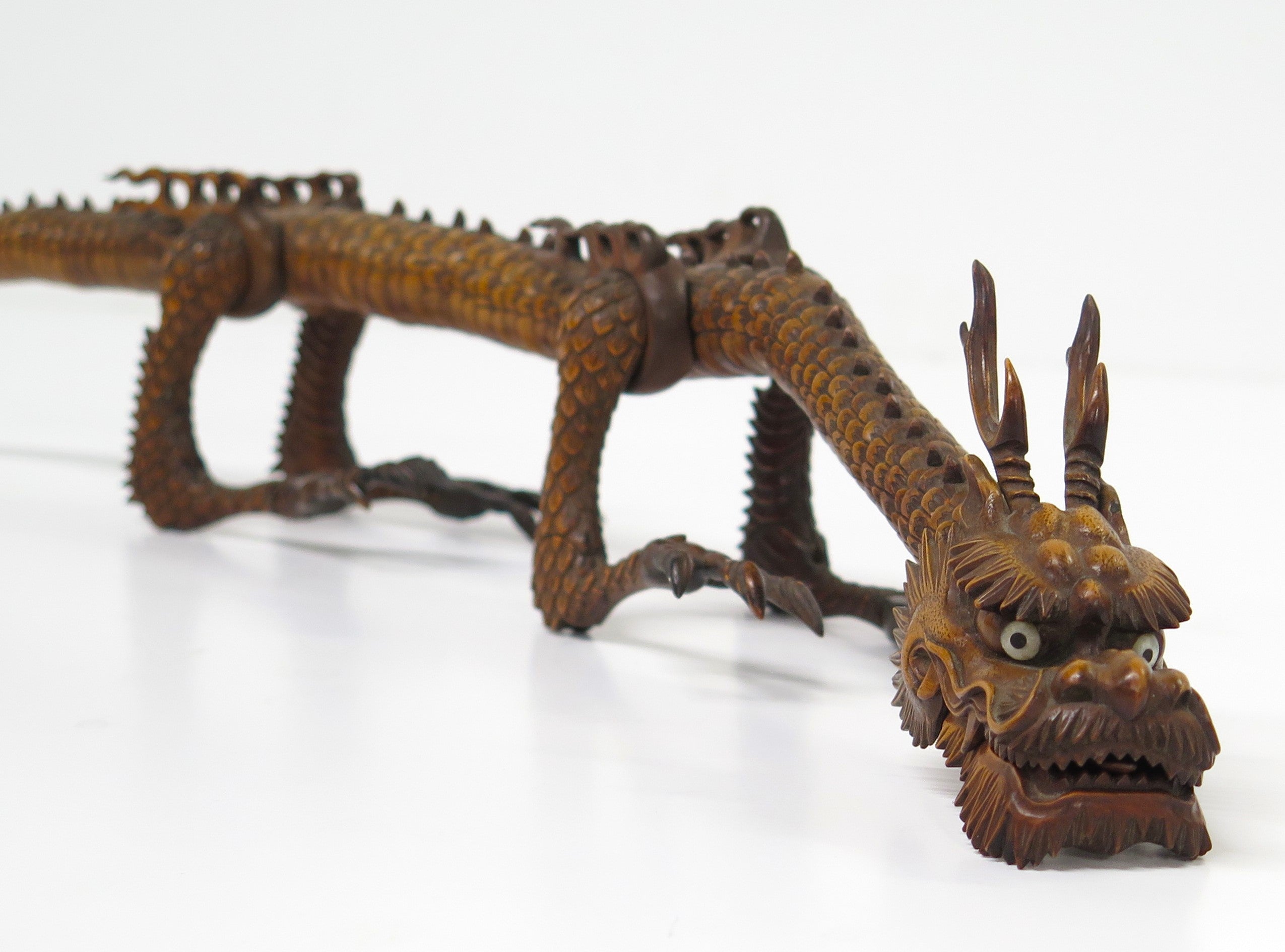 Antique Japanese Carved Boxwood Jizia-Okimono of a Dragon
