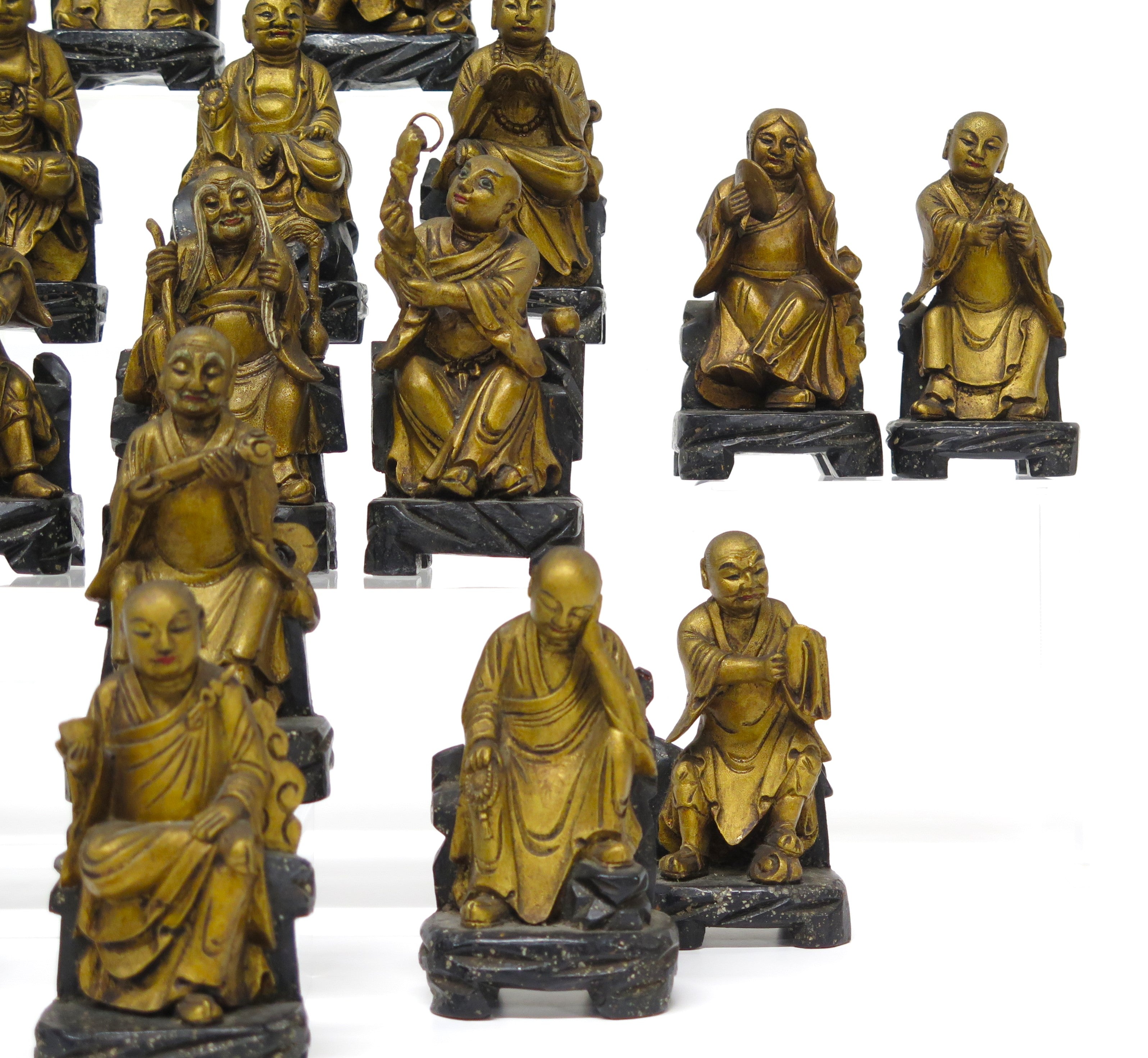Set of 18 Chinese Giltwood Immortals