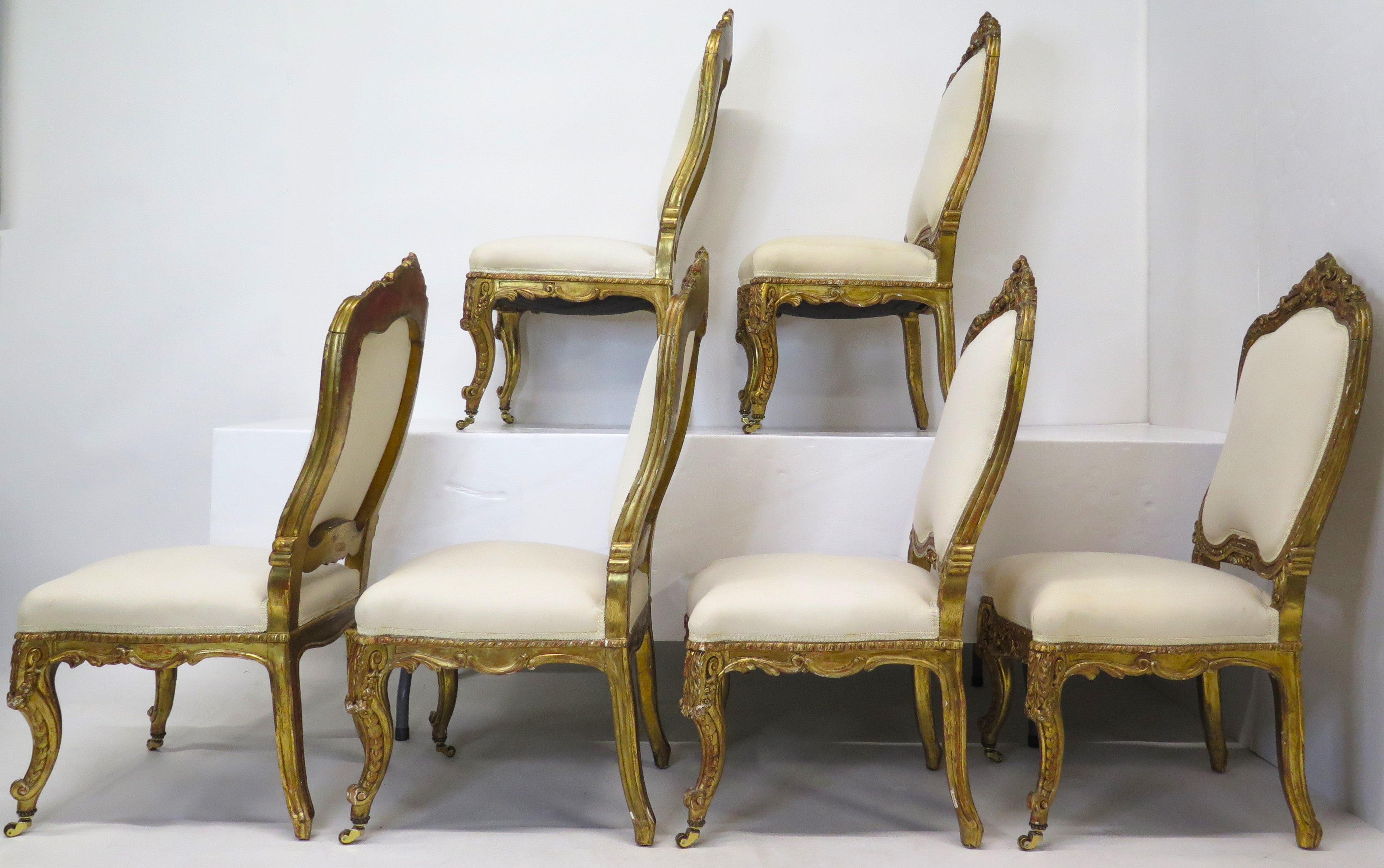 A Set of Six 19th Century Italian Giltwood Chairs