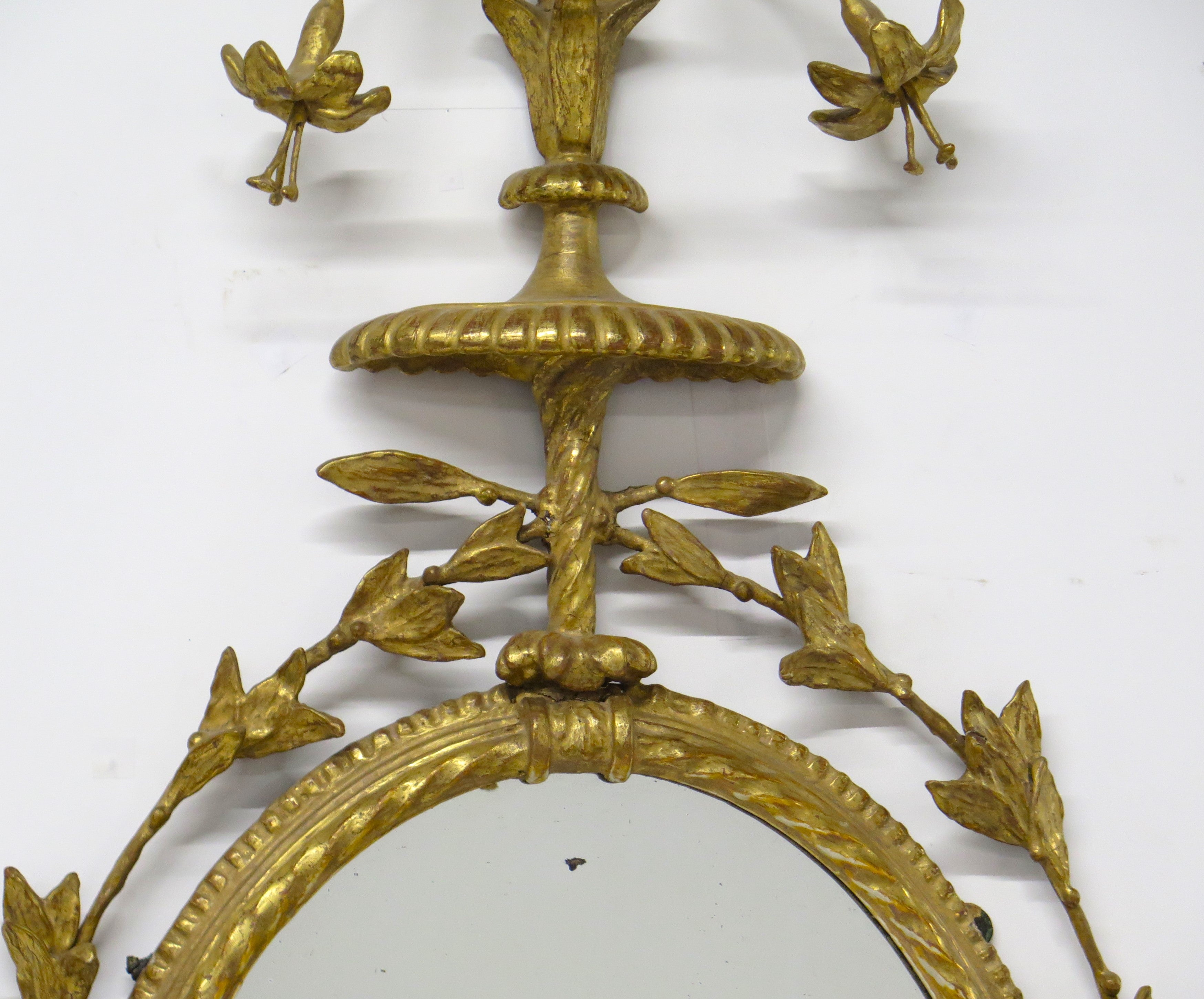 Pair of Georgian Revival Robert Adam-Style 3-Light Girandoles