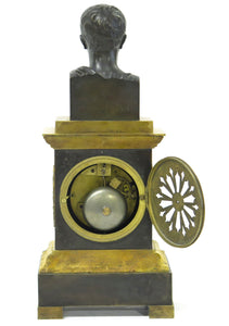 French Empire Patinated and Gilt Bronze Clock by Cleret