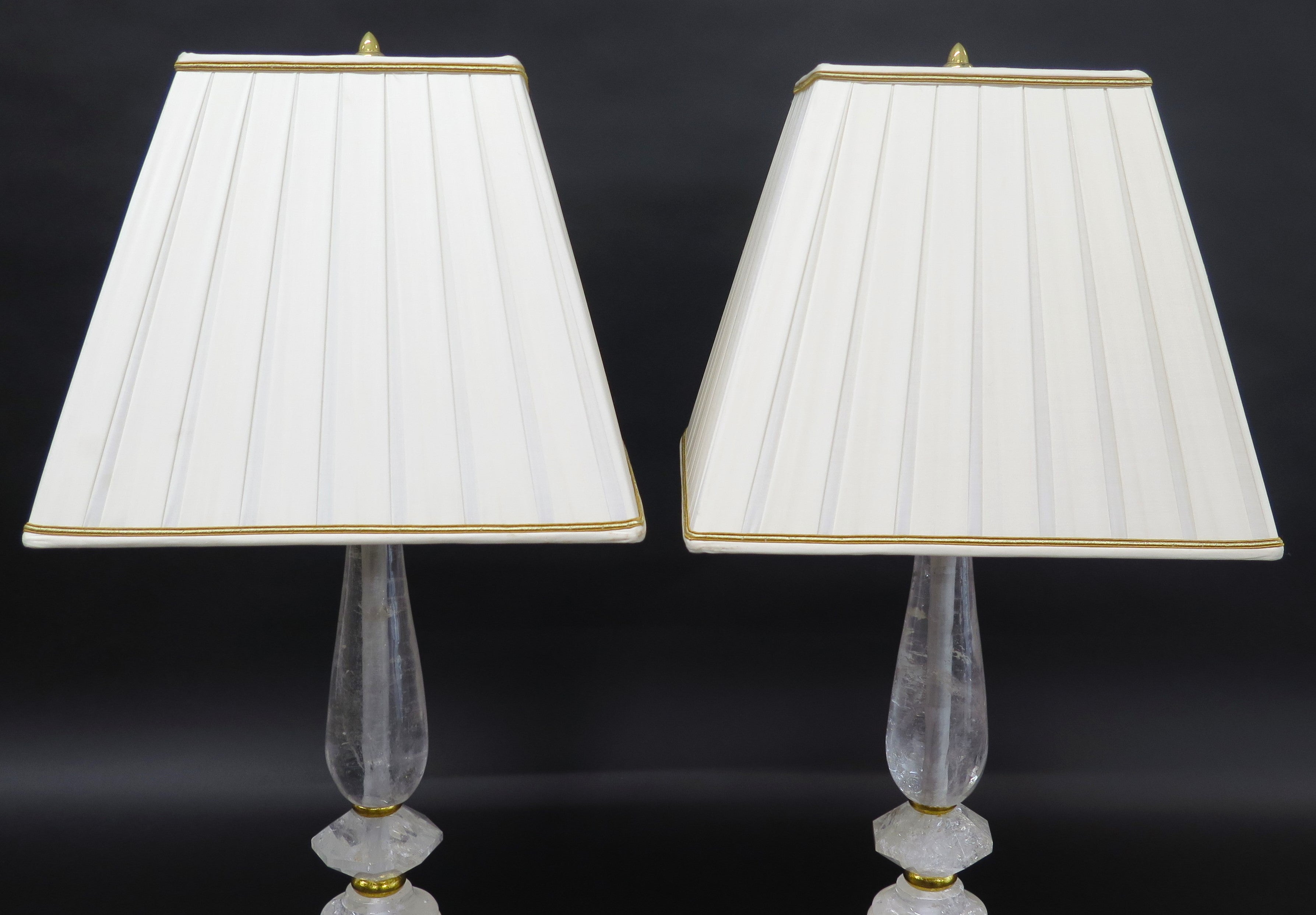 A Pair of Rock Crystal and giltwood Lamps