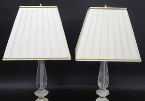 A Pair of Rock Crystal and giltwood Lamps