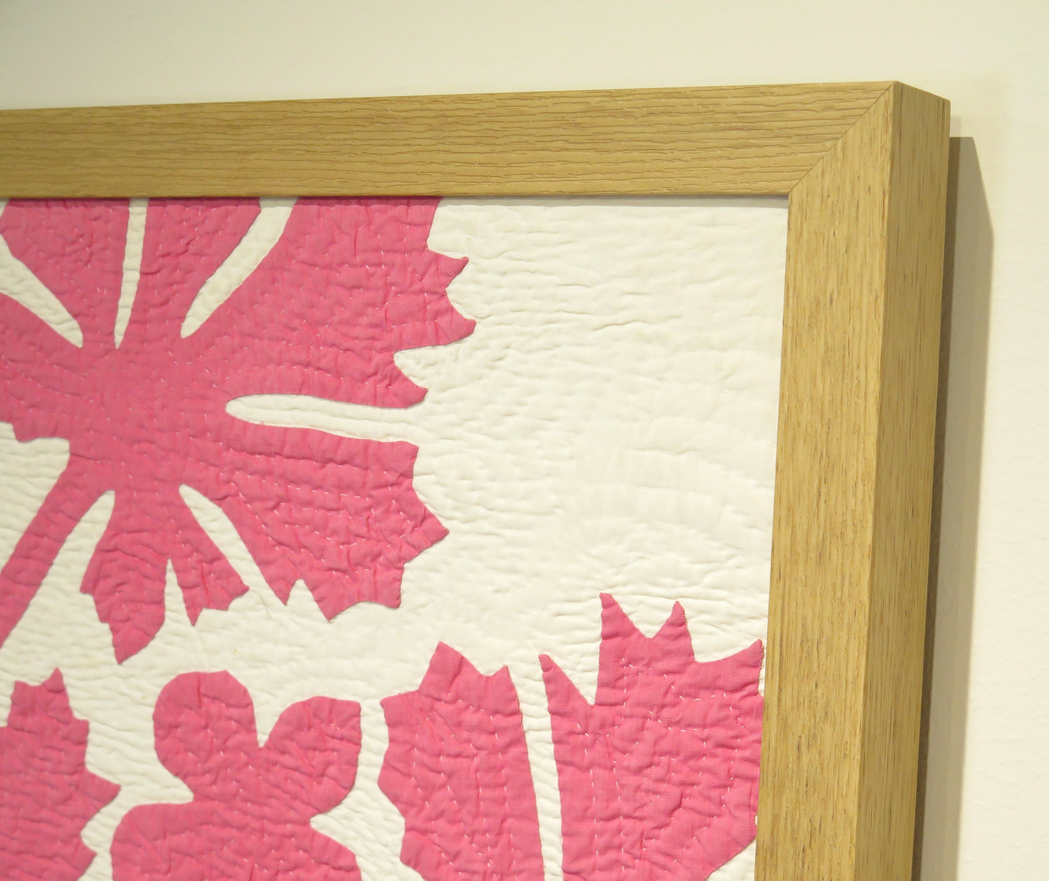 Beautiful Pink and White Hawaiian Applique Quilt