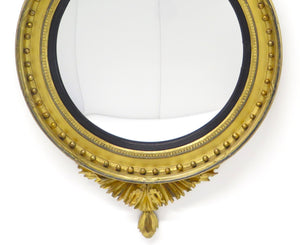 A Large English Regency Gilt Wood Convex Mirror