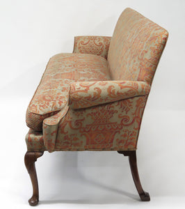 Period George II Settee Covered in Fortuny Carnavelet 5205