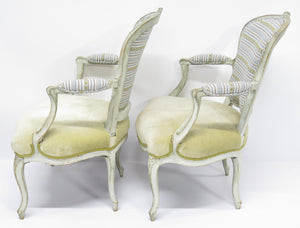 Pair of Carved and Painted Louis XV Fauteuils