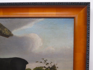 A Nicely Painted English School Oil on Canvas of a Black Horse in a Landscape