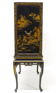 Late 18th Century Rectangular Chinese Export Lacquered Cabinet on Stand