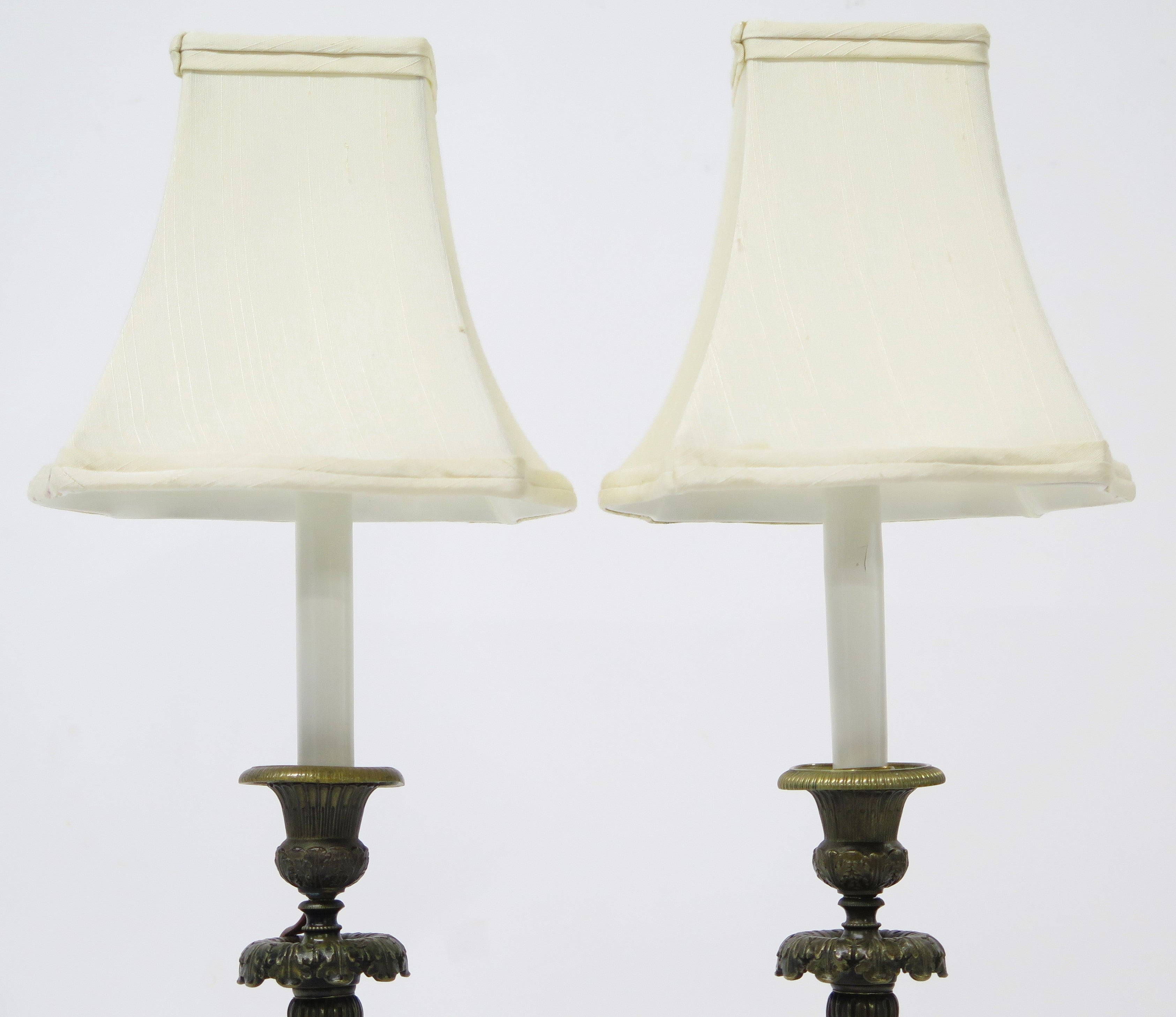 Pair of Charles X Patinated Bronze Lamps