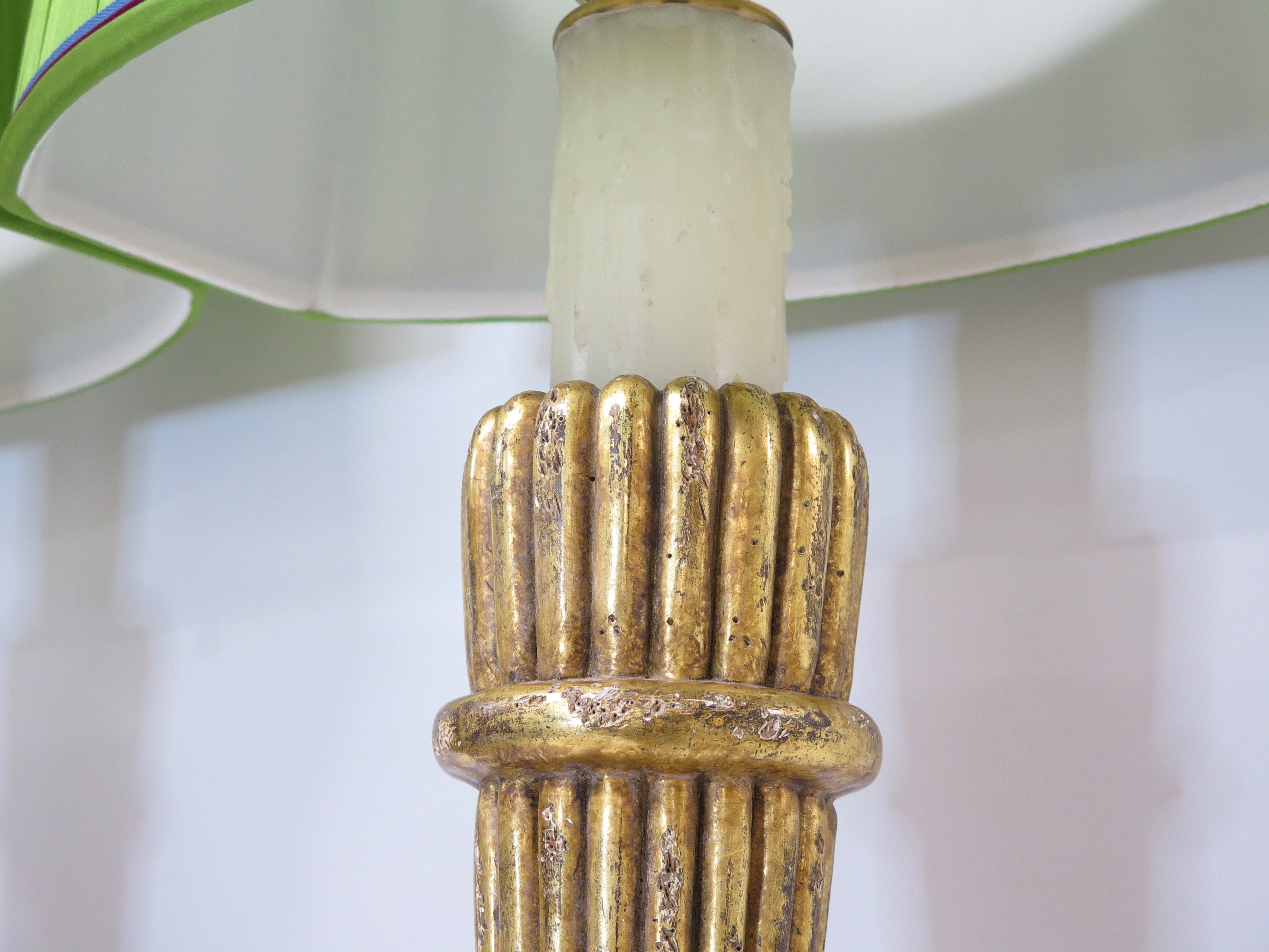 Pair of Art Deco Giltwood Sconces as Stylized Wall Torches