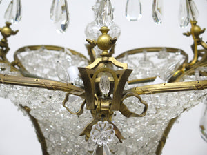 19th Century French Gilt Bronze and Crystal Basket  Shaped Chandelier